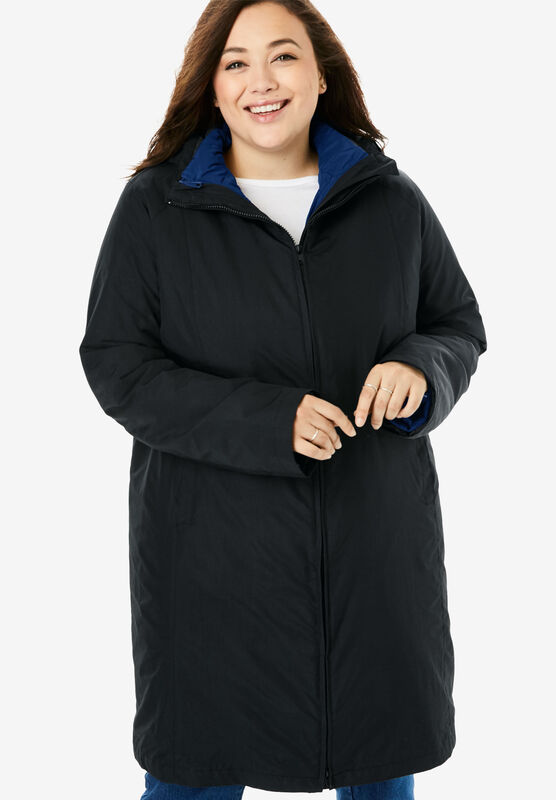 Woman Within Womens Plus Size 3-In-1 Hooded Taslon Jacket